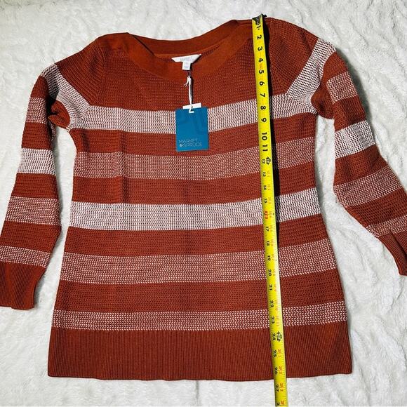 Market & Spruce Size Large Tawnee Cotton Waffle Stitch Sweater Neutral Layering - Picture 8 of 15